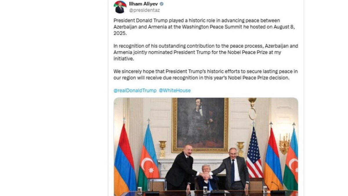 Le président Ilham Aliyev: Nous espérons que les efforts de paix de Trump dans notre région seront dûment appréciés dans la décision concernant le prix Nobel de la paix cette année